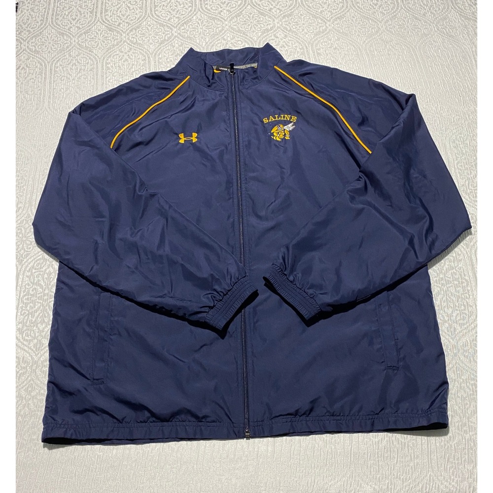 Under Armour‎ Saline Hornets Navy Yellow Windbreaker Jacket XXL Loose Fit
